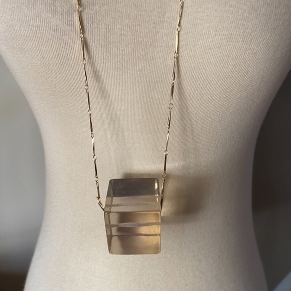 Anthropologie Long Cube Statement Necklace - Picture 3 of 9